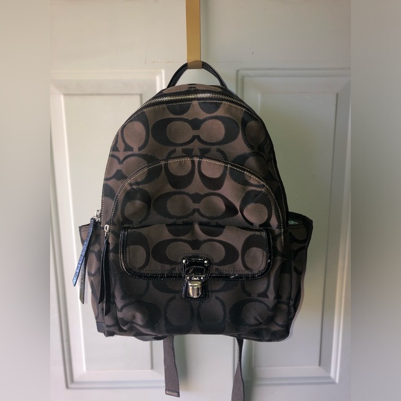 Coach brown monogram backpack - Picture 1 of 6